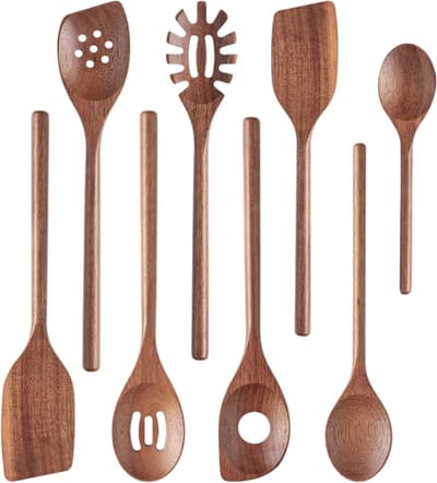 House of Husk Houten Spatel Set - Keukenspatel - Keukengerei set - Hittebestendig - BPA vrij - 8 stuks