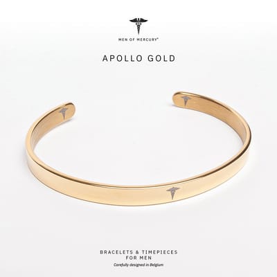 MEN OF MERCURY® Armband Heren - Apollo Gold - 14K Goud Patina - Luxe Uitstraling & Kracht - Handgemaakt - Duurzaam RVS - Universele Maat