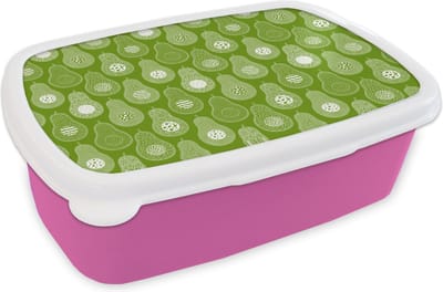 Broodtrommel Roze - Lunchbox - Brooddoos - Avocado - Patronen - Groen - 18x12x6 cm - Kinderen - Meisje