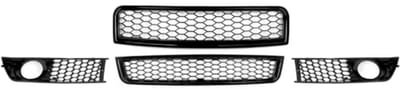 Zwart RS Stijl Voorste Bovenste Grill + Mistlicht Grille A4B6- Voor Audi A4 B6 2002-2005- Auto Accessoires
