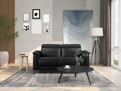 Lund-2Zitsbank - 1 Elektrische Relax - Zwart PU