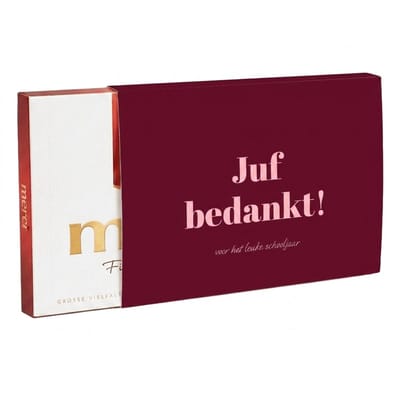 Merci Chocolade | Chocoladecadeaus | Bedankt | Cadeau | Bedankt Juf | Chocolade met tekst | 400 gram | Fotofabriek