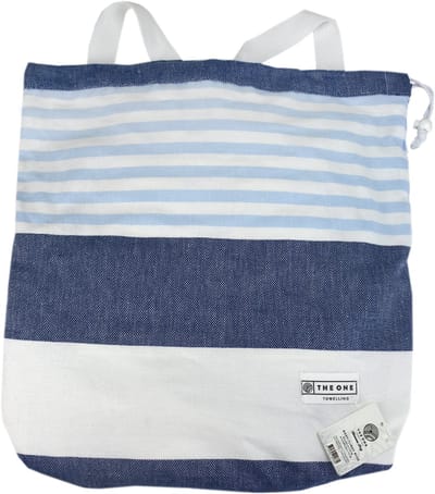 The One Towelling Hammam 2-in-1 Tas & Handdoek - Uitgevouwen 90 x 170 cm - Met ritsvak - 150 gr/m² - Katoen - Licht- & Donkerblauw
