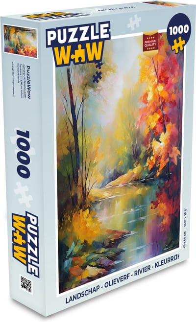Puzzel Landschap - Olieverf - Rivier - Kleurrijk - Legpuzzel - Puzzel 1000 stukjes volwassenen