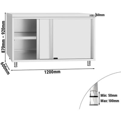 GGM Gastro Edelstahl Arbeitsschrank ECO - 1200x600mm - mit Schiebetür Zilver