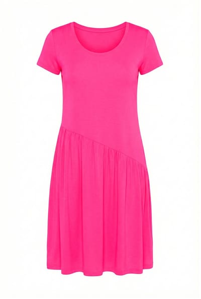 Angel of Style - Dames - Jersey jurk diagonale taillenaad korte mouw - Hibiscusrood - Maat 46