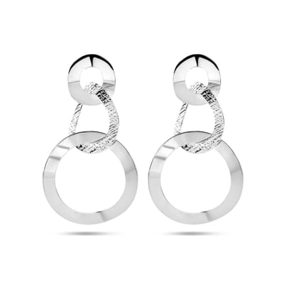 Zilver Gerhodineerd Oorhangers Rondjes Poli/Mat 1337248