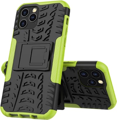 Peachy Shockproof schokabsorberend TPU hoesje geschikt voor iPhone 12 en iPhone 12 Pro - zwart met groen