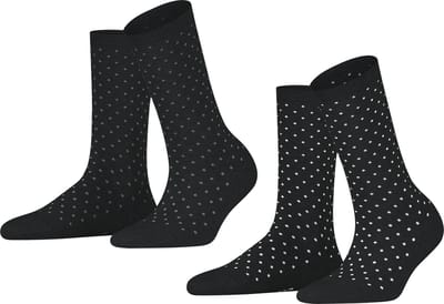 Esprit Fine Dot 2-Pack gedessineerd katoen multipack sokken dames zwart - maat 35-38
