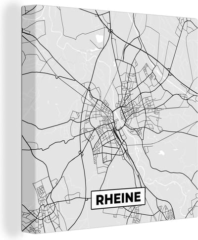 Canvas Schilderij Rheine - Kaart - Stadskaart - Duitsland - Plattegrond - 20x20 cm - Wanddecoratie