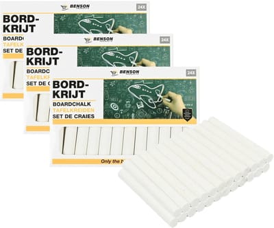 Benson Bordkrijt - 72x - wit - krijtbord/schoolbord - krijtjes