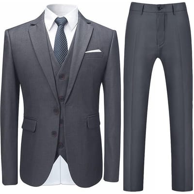 Driedelig herenpak, slim fit Nardo grijs pak met twee knopen