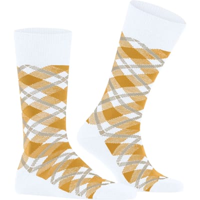 Burlington Tartan gedessineerd katoen sokken heren wit - maat 40-46