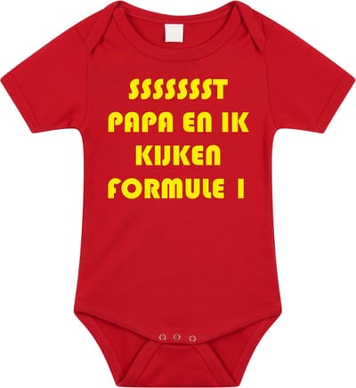 Rompertjes baby - papa en ik kijken formule 1- baby kleding met tekst - kraamcadeau jongen - maat 56 rood