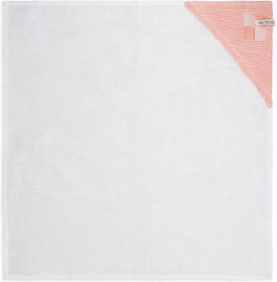 Knit Factory Theedoek Block - Linnen theedoek - Keukenhanddoek - Keukendroogdoeken - Vaatdoeken - Vierkant - Ecru/Apricot - Roze - 65x65 cm