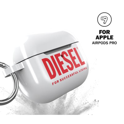 DIESEL AirPods Pro 2 Hoesje/AirPods Pro Hoesje, Stijlvolle TPU Cover met Merklogo, Beschermend (Diesel AirPods Pro 1e/2e Generatie Hoesje, Wit)