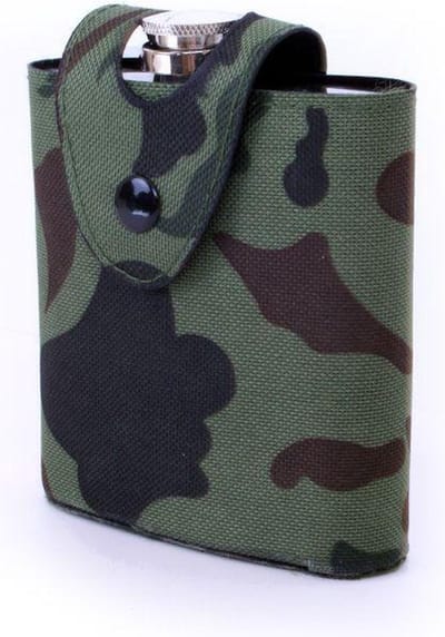 Drinkflesje roestvrijstaal in camouflagetasje 177 ml.