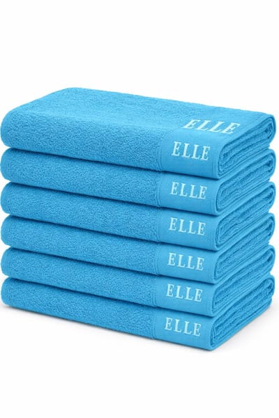 ELLE Badhanddoeken Set 6 Stuks – 70x130 cm – 100% Katoen – 500g/m² – Hotelkwaliteit – Zacht, Dik & Sneldrogend BLAUW