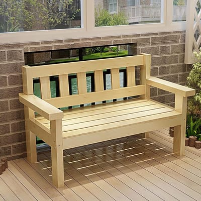 Tuinbank Hout - Terrasbank Buiten - Ontspannen Zitten - Weerbestendig Design - L-110cm - Logkleur