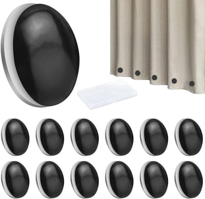 Zware Magnetische Gewichten voor Gordijnen en Tafelkleed - 12 Paar Ronde Gewichten voor Stabiliteit en Windbestendigheid (Zwart)