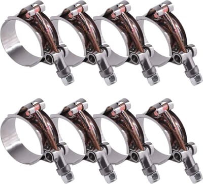 RVS T-bolt Slangklemmen, Set van 8 Stuks, 38-43mm, Geschikt voor Turbo Inlaat en Intercooler Slangen