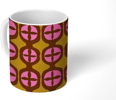 Mok - Koffiemok - Modern - Patroon - Roze - Mokken - 350 ML - Beker - Koffiemokken - Theemok