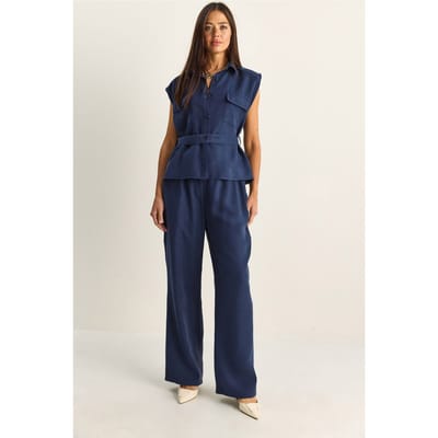 Gestrikte Wijde Pijp Twee-Piece Set