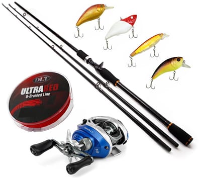 Eurocatch - Baitcaster - Hengel set - Roofvis set - Lengte 1,80m - incl. 200m Gevlochten lijn - Visset - Combo - incl kunstaas