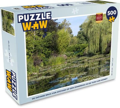 Puzzel De Japanse brug van afstand op een zomerdag in de tuin van Monet - Legpuzzel - Puzzel 500 stukjes