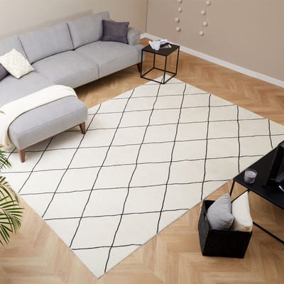 Wasbaar tapijt RHOMB 200 x 300 cm – Crèmewit