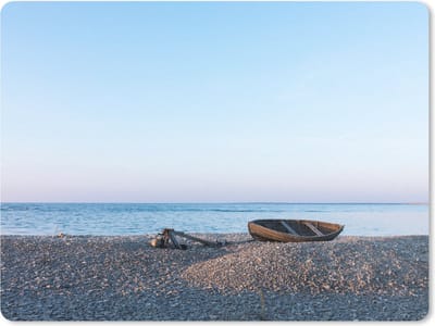 Muismat Strand en zee - Boot op het strand muismat rubber - 23x19 cm - Muismat met foto
