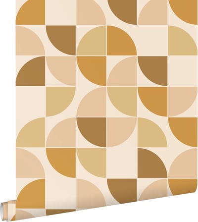 ESTAhome behang retro ornamenten bruin, beige en okergeel - 50 x 900 cm - 132023