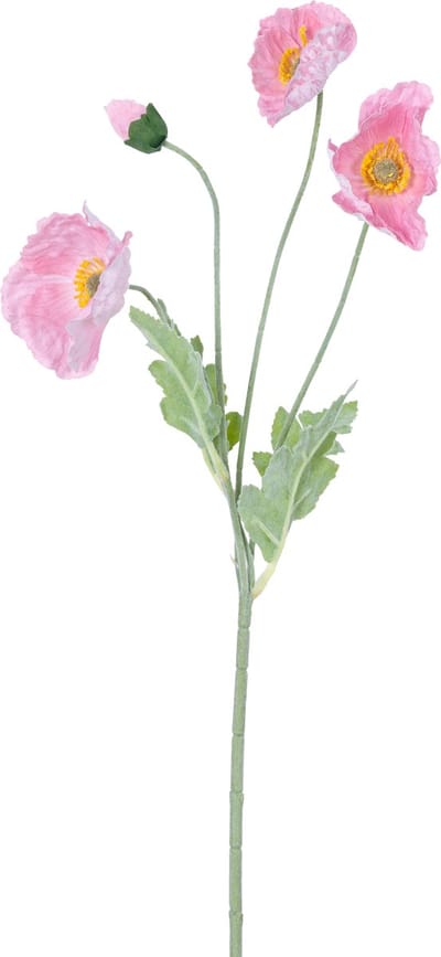 Easyplants | Kunstbloem Poppy Real Touch Roze 60 cm | Zijde | Nepbloemen | roze | Onderhoudsvrij | Kant-en-klaar