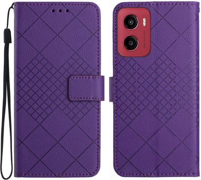 Coverup Hoesje - Geschikt voor Motorola Moto G05 / E15 Hoesje - Coverup Rhombus Book Case - Paars