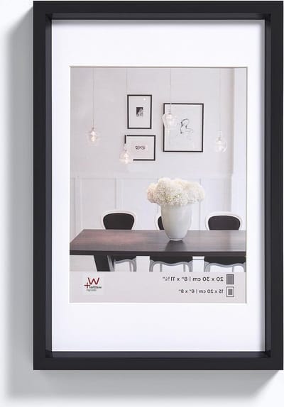 Zwarte fotolijst 50 x 60 cm met passe-partout - Steel Style kunststof lijst ES060B