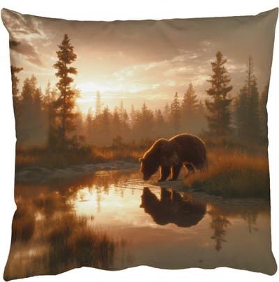 Sierkussens - Kussentjes Woonkamer - 50x50 cm - Beer - water - Bos - Ochtendlicht
