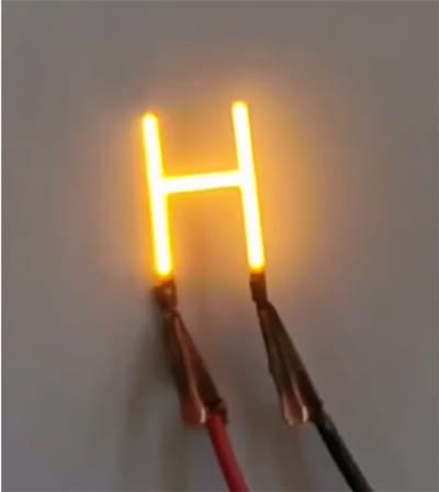 -H- COB LED 3V Filament Letter Geel 3 x 3 cm FPC 2200K 1W Warm-wit