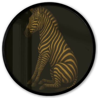 Poster in lijst Rond - Fotolijst 40x40 cm - Posters - Zebra - Strepen - Goud - Ronde posterlijst zwart - Decoratie - Wanddecoratie woonkamer - Muurdecoratie slaapkamer