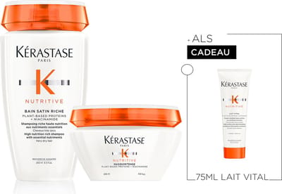 Kérastase Nutritive Duo + Cadeau - Rijke Shampoo 250ml & Voedend Haarmasker 200ml + Conditioner 75ml Cadeau - Dik, Droog haar