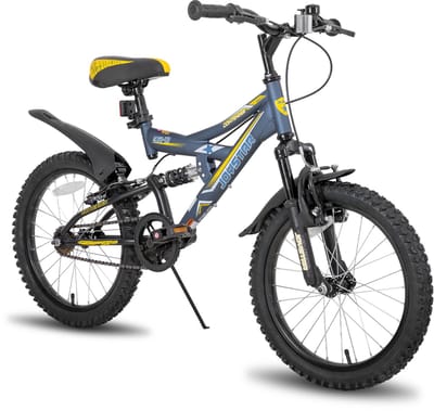 Joystar Contender Full Suspension Kinder Mountainbike - 20" - Handrem - Rem - Bel - Spatborden - Blauw - Geschikt voor buitenactiviteiten in de lente