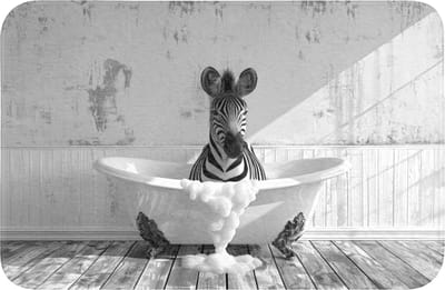 WC mat 60x40 cm - Antislip - Zebra - Wilde dieren - Vintage - Zwart - Wit - Toiletmat - Vloermat - Douchemat - Toilet tapijt - Toiletmatten