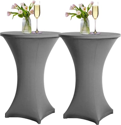Statafelhoezen Set - Elastische Hoezen - Feestelijke Aankleding - Set van Twee - Ø 70-75 cm - Grijs