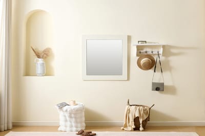 MODFU - Wandspiegel - Vierkant - Tijdloos Ontwerp - Voor Hal - MDF - Wit - 80 x 80 cm