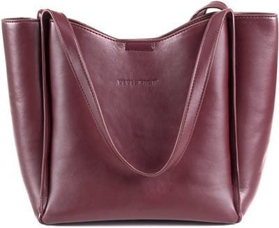 Vivisence Handtas Kunstleer Organizer Compact Damesmode Handtas Voor Dagelijks Gebruik, Wijnrood, één maat