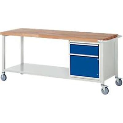 Werkbank serie 8152, verrijdbaar, met schuiflade, B 2000 x D 700 x H 880 mm