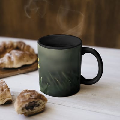 Magische Mok - Foto op Warmte Mokken - Koffiemok - Bloem - Narcis - Gras - Geel - Magic Mok - Beker - 350 ML - Theemok