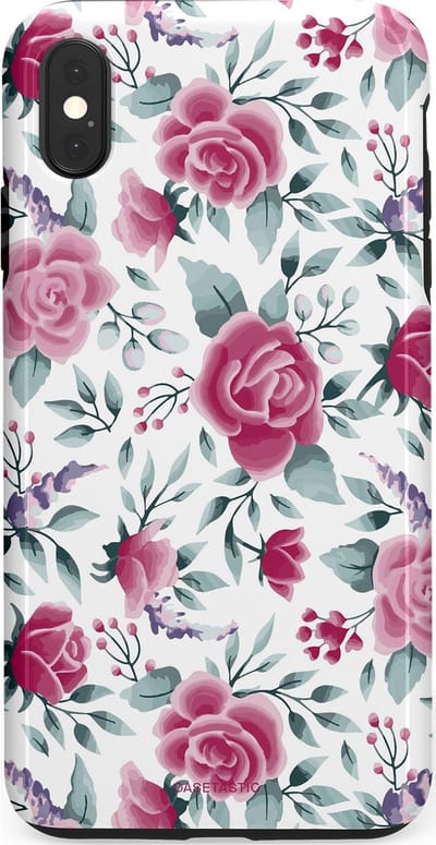 Casetastic Hoesje Geschikt voor Apple iPhone Xs Max - Stijlvolle Beschermende Duo-layer Case - Paarse Bloem Pracht