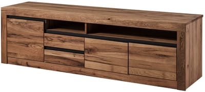 MASSIVMOEBEL24.DE wilde eik / moseik TV-meubel bruin massief hout 185x45x55 cm (BxTxH) geolied gemonteerd MONTREUX volledig massief #330