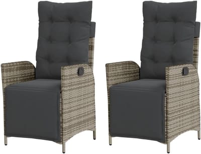 Tuinligstoel met kussen - Relaxstoel Lounger - Buiten Ontspannen - Verstelbare rugleuning - 2 stuks - Grijs