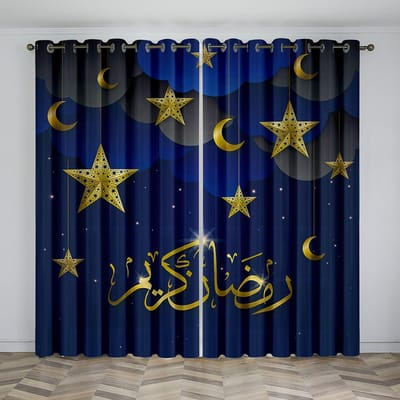 3D Printen Ramadan Boeddhistische Viering Slaapkamer Woonkamer Schaduw Maatgordijn Pak Slaapkamer Met Haak Accessoires 100W160H(CM)40x63in&Grommet Top